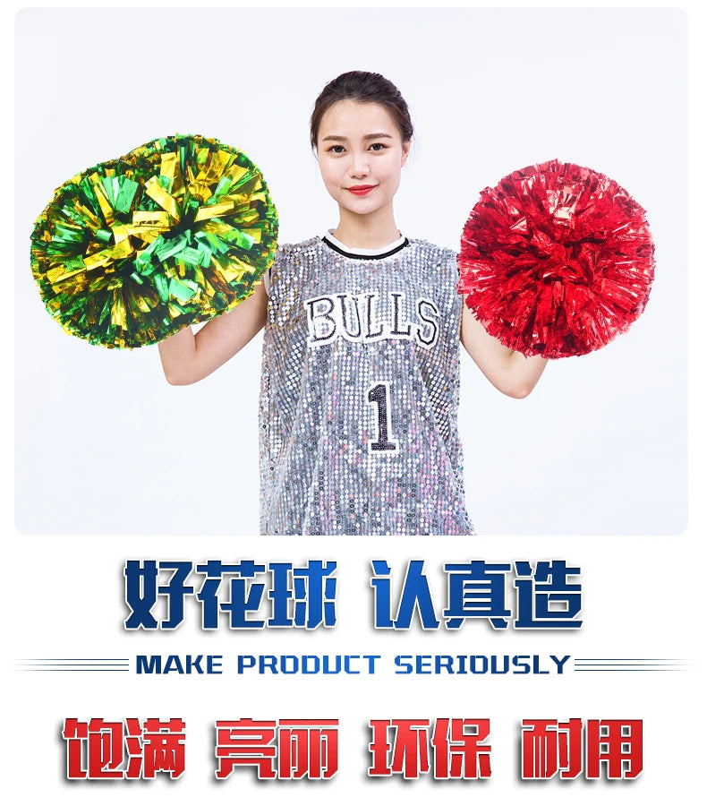 Colorful Cheerleading Pom Poms Girls Kids Finger Cheer Balls Gold Silver Purple Blue Red Green Dance Cheerleading Accessories