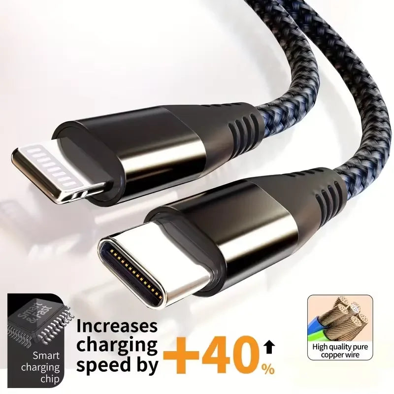 1PC 2PCS MFi Certified Fast Cable durable Nylon Braided Cord USB C to Lightning Cable Fast Charging Data for iPhone 14 13 12 11