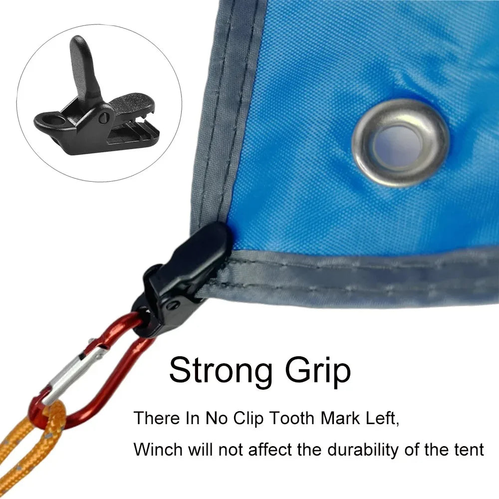 Tent Accessories Tent Cloth Tarp Clips With Carabiner,  Shelter Awning Clamp With Aluminum Alloy Hook, Outdoor Tool Euqipment