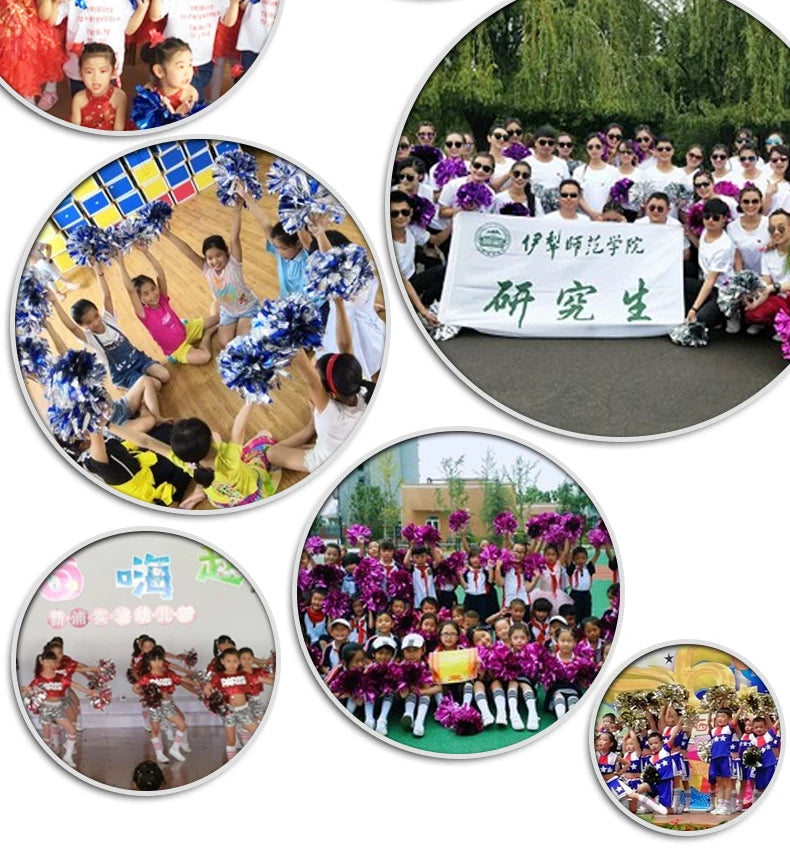 Colorful Cheerleading Pom Poms Girls Kids Finger Cheer Balls Gold Silver Purple Blue Red Green Dance Cheerleading Accessories