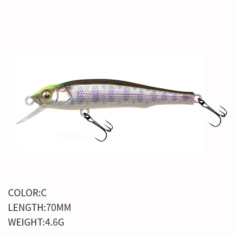 1PCS 70mm 5g Fishing Lure Minnow Hard Bait with 2 Fishing Hooks Crankbait Iscas Artificial Fishing Tackle Lure 3D Eyes