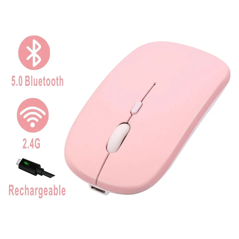 Computer Wireless USB Mouse Bluetooth   Rechargeable Dual Mode 5.0  with Office Gamer Desktop Mouse for PC Laptop