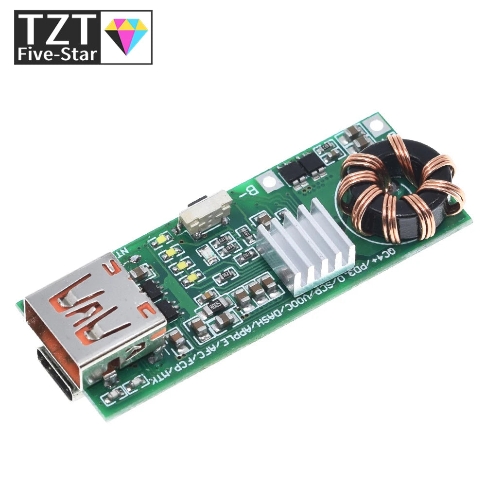 QC4.0 QC3.0 Double Way PD Mobile Phone Power Bank  Quick Charge 3.7V to 5V 9V 4.5A 22.5W  Type-C USB Boost Charger Circuit Board