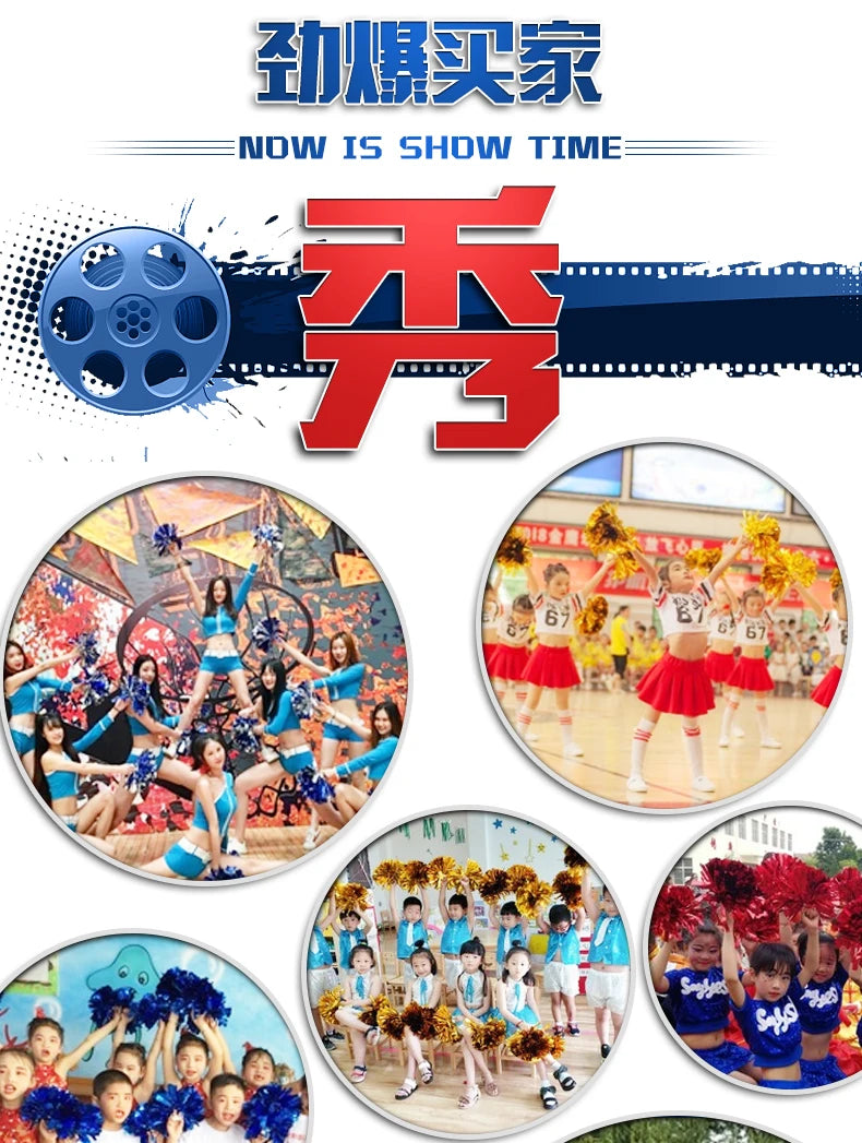 Colorful Cheerleading Pom Poms Girls Kids Finger Cheer Balls Gold Silver Purple Blue Red Green Dance Cheerleading Accessories