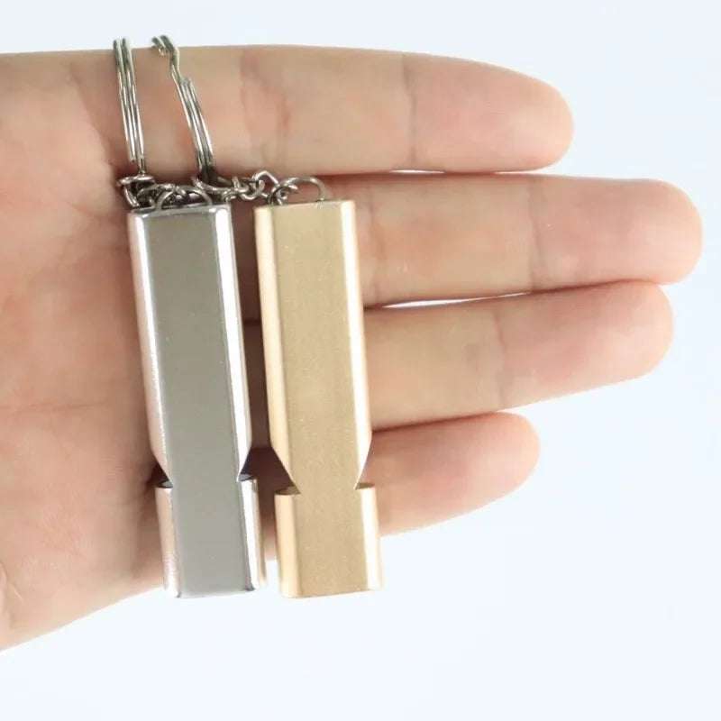 Metal Survival Whistle Flat Shape Training Whistle for Outdoor Sports Hiking Climbing Emergence Whistle Cheerleading Souvenirs