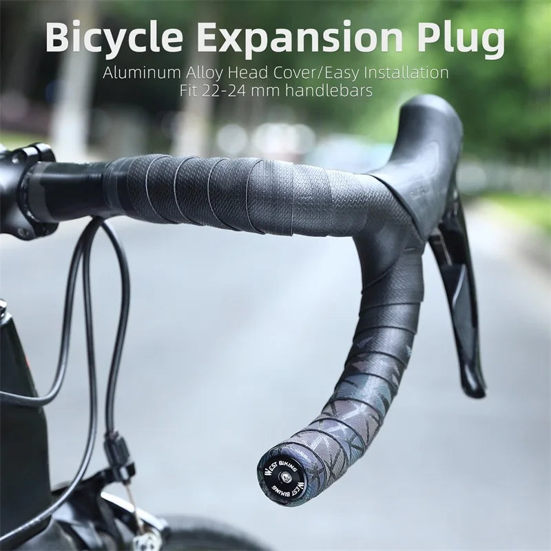 WEST BIKING Colorful Handlebar End Plugs With Tools Alunimum Alloy Road Bike MTB Handle Bar End Cap Expansion Plugs 22-24mm