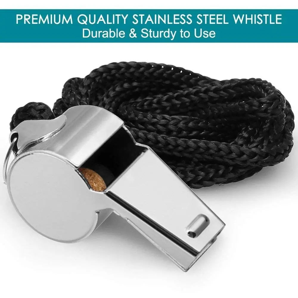Team Sport Loud Metal Whistle With Rope Strong Stainless Steel Whistles Professional Portable Referee Whistles Training