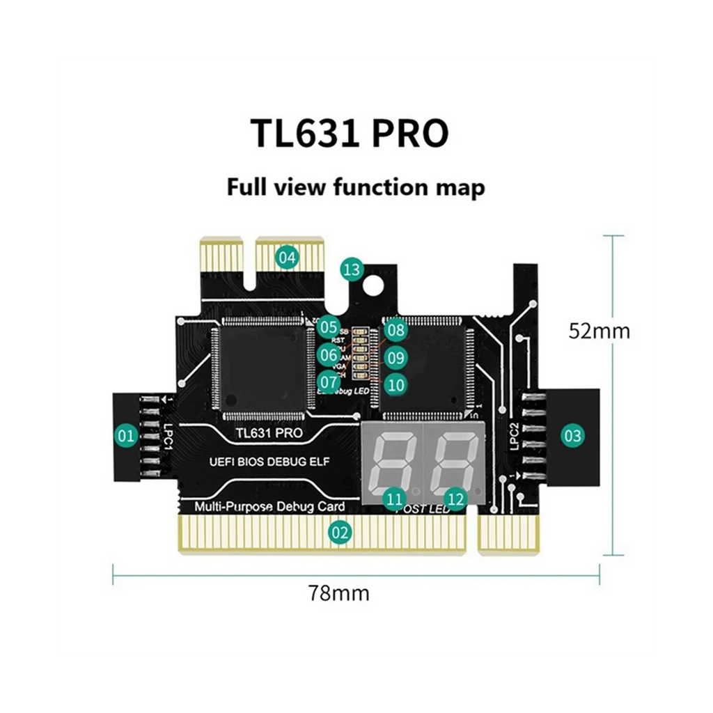 TL631 Pro Diagnostic Card+Expansion Card Diagnostic Card PCI-E Motherboard Multifunction Laptop Diagnostic