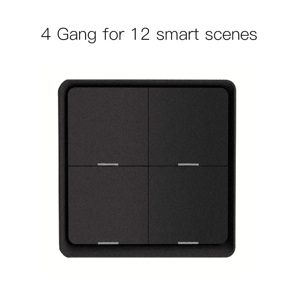 MOES 4 Gang Tuya ZigBee Wireless 12 Scene Switch Push Button Controller Battery Powered Automation Scenario for Tuya Devices