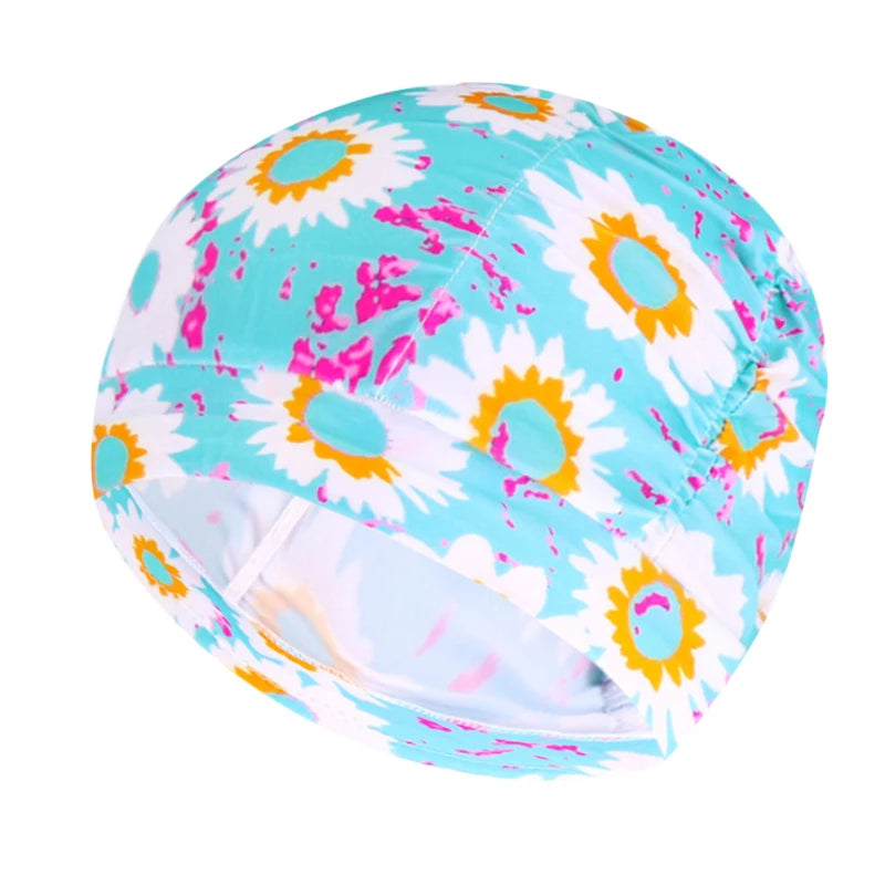 Swimming Hat Women Unisex Girls Long Hair Bathing Cap Swimming Cap Stretch Drape Free Size Swim Pool Sport Elastic Nylon Turban