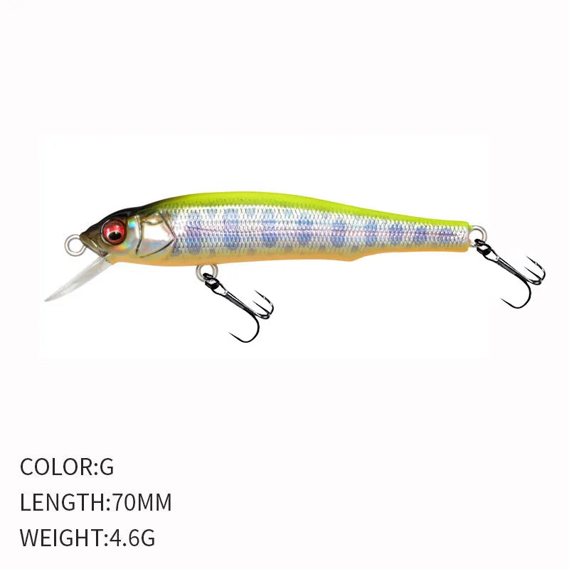 1PCS 70mm 5g Fishing Lure Minnow Hard Bait with 2 Fishing Hooks Crankbait Iscas Artificial Fishing Tackle Lure 3D Eyes