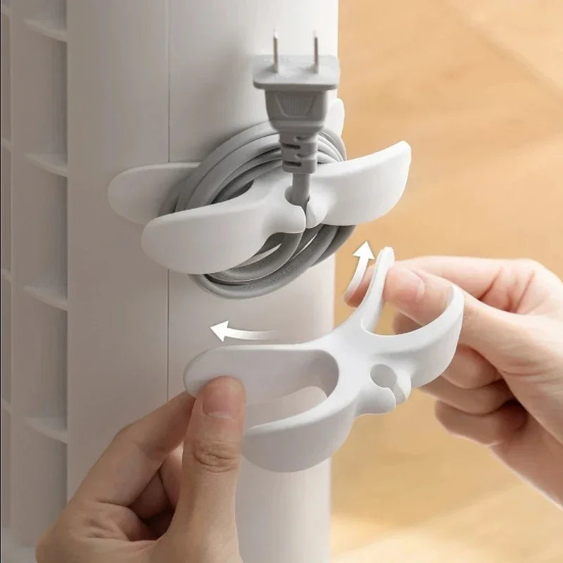 Cabinet Door & Countertop Cord Organizer | Heavy-Duty Adhesive Wire Plug Holder for Microwave Rice Cooker Appliance Storage