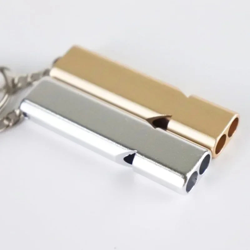 Metal Survival Whistle Flat Shape Training Whistle for Outdoor Sports Hiking Climbing Emergence Whistle Cheerleading Souvenirs