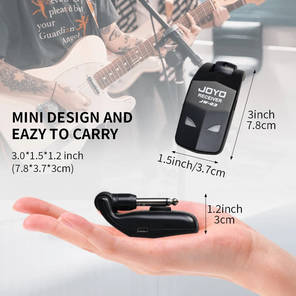 JOYO JW-03 Wireless Guitar System 2.4GHz Low Latency 20M Range Wireless Transmitter Receiver for Electric Guitar Bass Amplifier