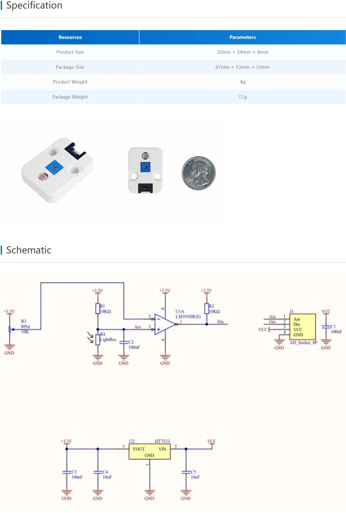 M5Stack Official Light Sensor Unit with Photo-resistance