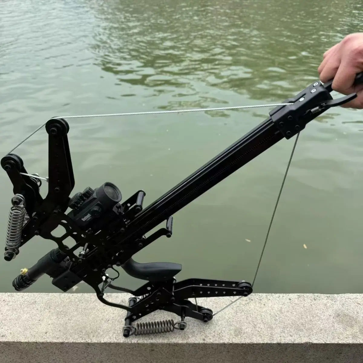 Telescopic Metal Composite Bow Steel Ball Slingshot for Hunting Kit Outdoor Strong Precision Shooting Rubber Band Laser