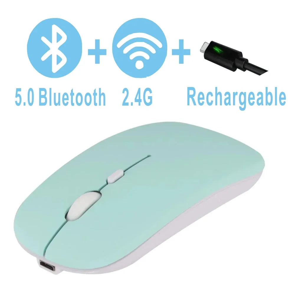 Computer Wireless USB Mouse Bluetooth   Rechargeable Dual Mode 5.0  with Office Gamer Desktop Mouse for PC Laptop
