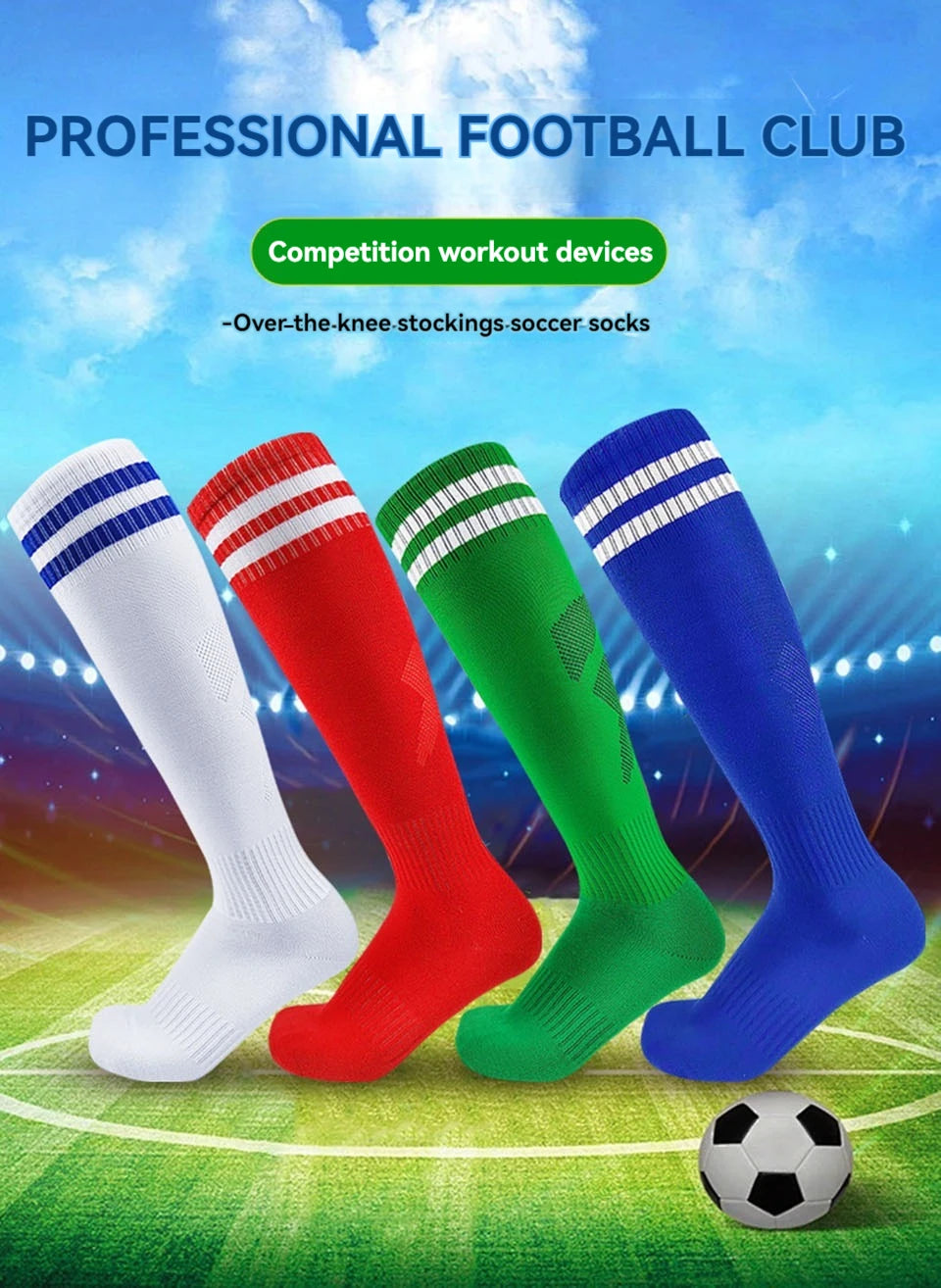 Loogdeel 26-45 Children Adult Football Sports Long Knee Socks Kids Soccer Baseball Adults Legging Stockings Children Sports Sock