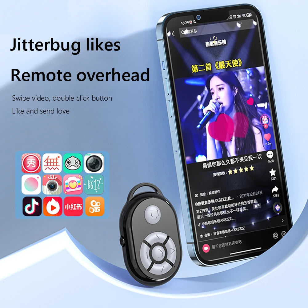 Remote Control Page Turner Bluetooth Smart Phone Screen Auto Clicker for Gaming Live 10m Camera Shutter Video Remote For tiktok