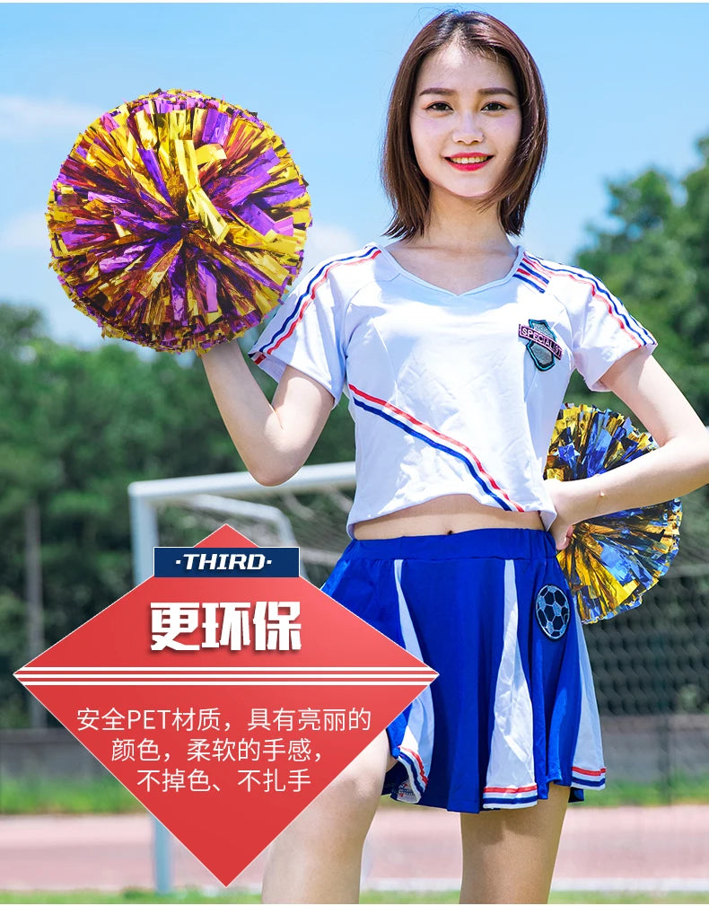 Colorful Cheerleading Pom Poms Girls Kids Finger Cheer Balls Gold Silver Purple Blue Red Green Dance Cheerleading Accessories