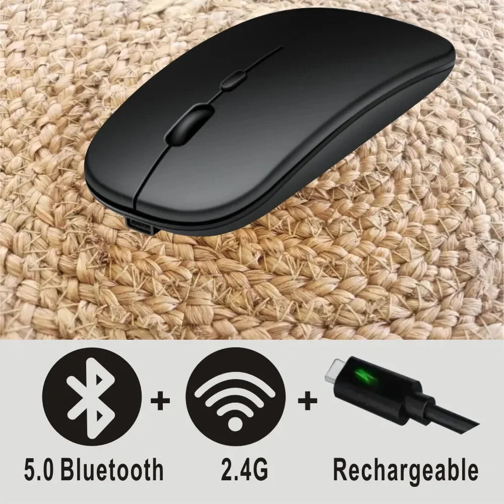 Computer Wireless USB Mouse Bluetooth   Rechargeable Dual Mode 5.0  with Office Gamer Desktop Mouse for PC Laptop