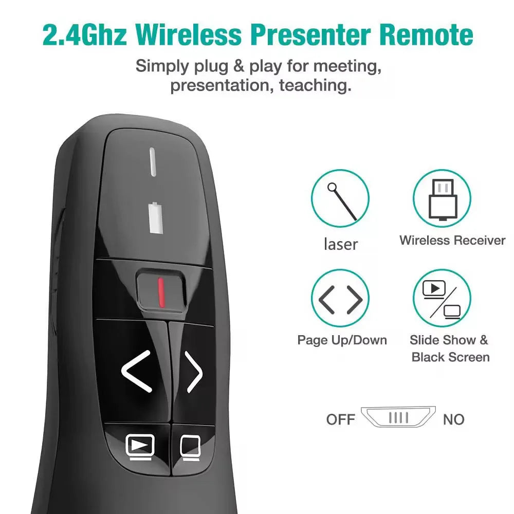 2.4GHz PPT Flip Pen Pointer Wireless USB Powerpoint Presentation Clicker Presenter for Powerpoint Remote Control with Red Light