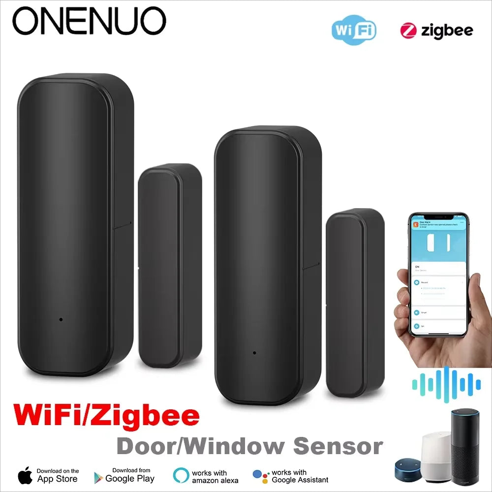 Tuya WiFi or ZigBee Door Window Sensor Smart Home Wireless Door Open Close Detector APP Remote Alarm Work with Alexa Google Home