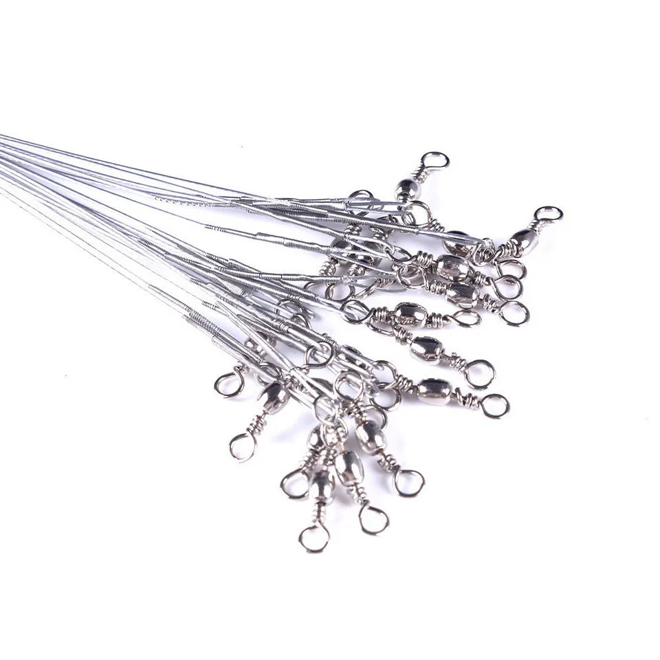 Anti Bite Steel Fishing Line Steel Wire Leader With Swivel Fishing Accessory Lead Core Leash Fishing Wire 15cm 20cm  30cm