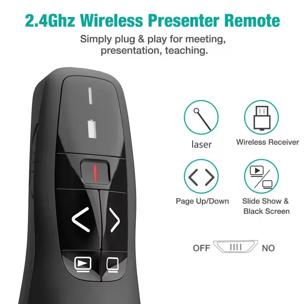 2.4GHz PPT Flip Pen Pointer Wireless USB Powerpoint Presentation Clicker Presenter for Powerpoint Remote Control with Red Light