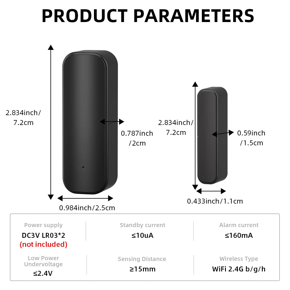 Tuya WiFi or ZigBee Door Window Sensor Smart Home Wireless Door Open Close Detector APP Remote Alarm Work with Alexa Google Home