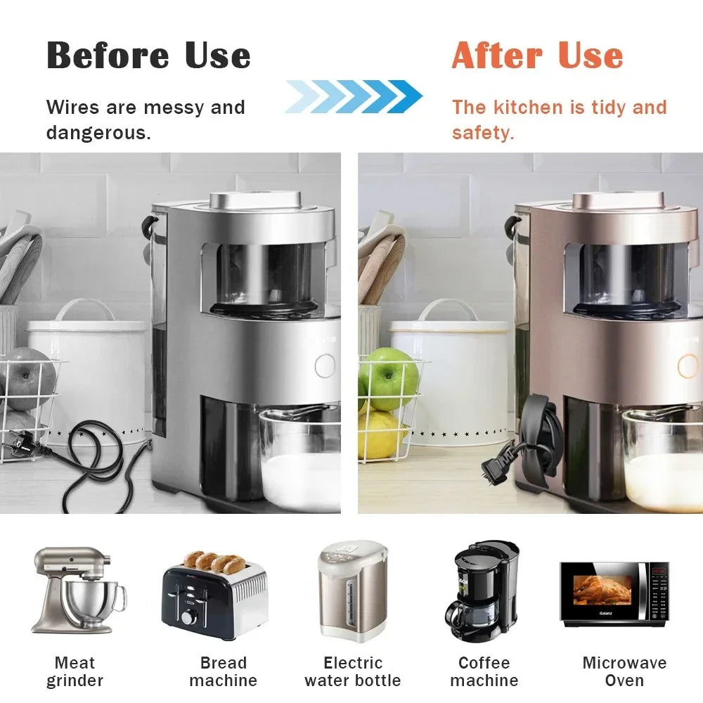 Cabinet Door & Countertop Cord Organizer | Heavy-Duty Adhesive Wire Plug Holder for Microwave Rice Cooker Appliance Storage