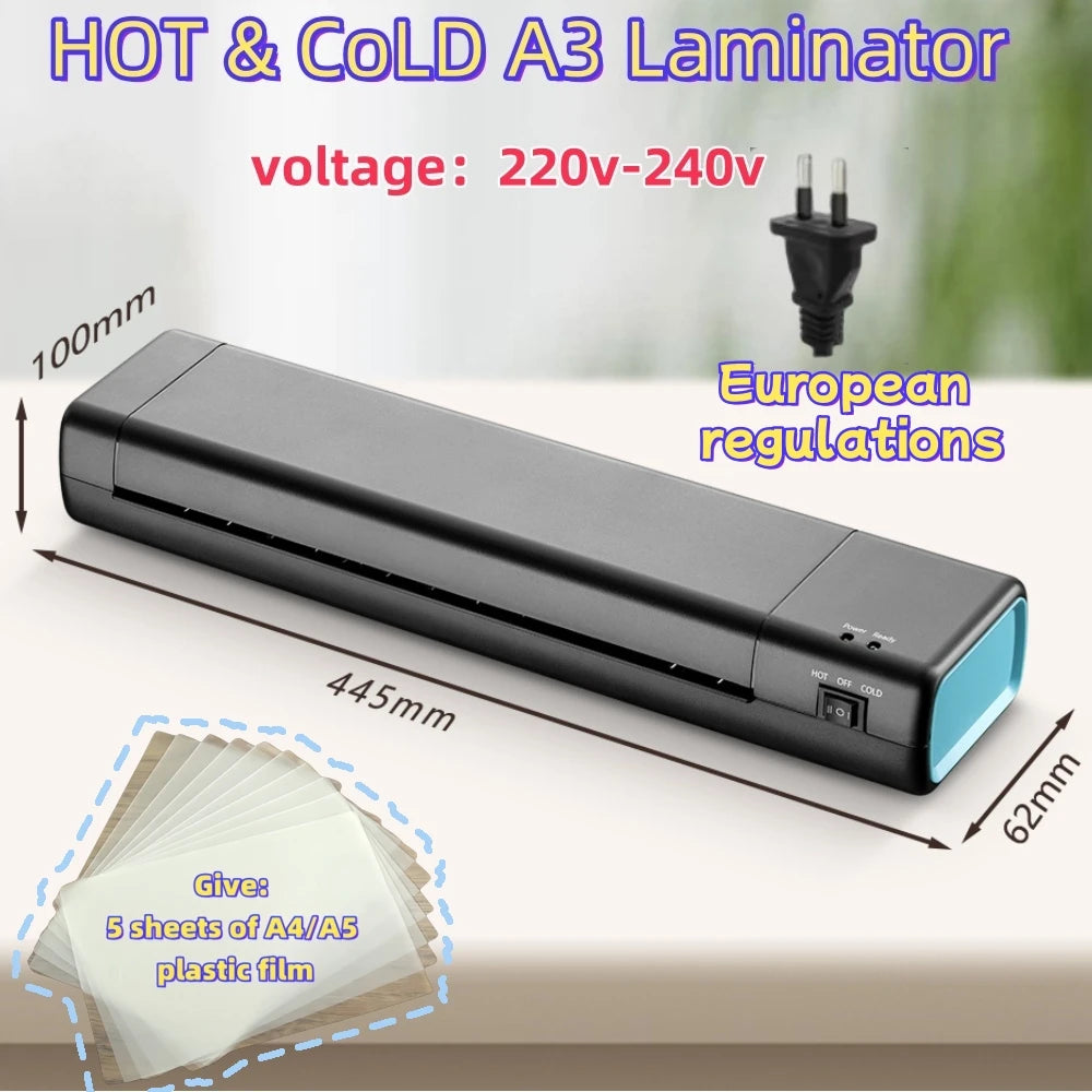 New Plastic Sealer with 10 Sheets Laminating Film, 9 Inch Hot and Cold Laminator, Hot and Cold Laminator for Home School Office