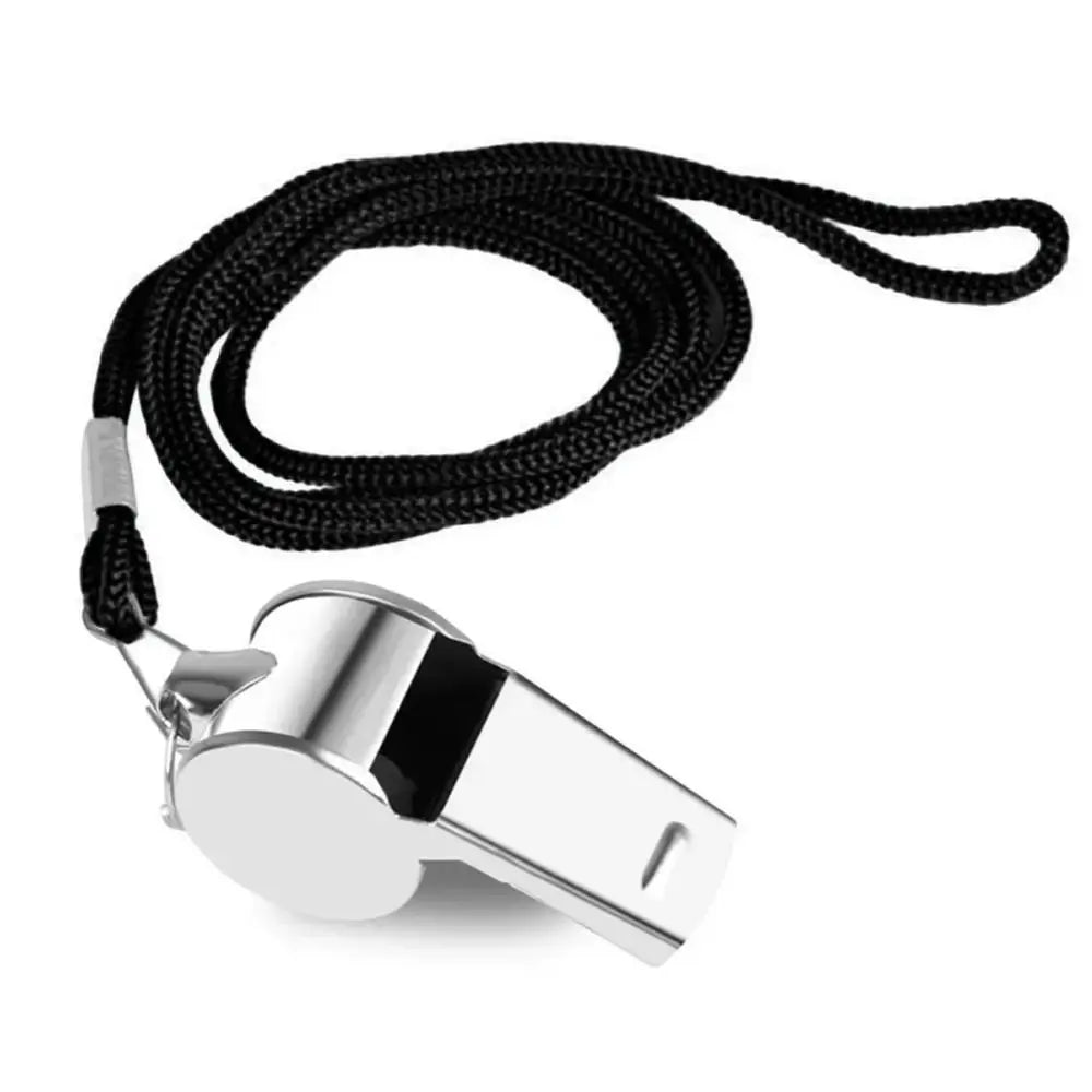 Team Sport Loud Metal Whistle With Rope Strong Stainless Steel Whistles Professional Portable Referee Whistles Training