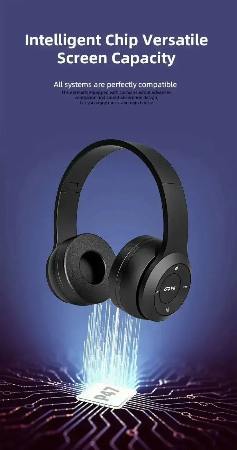 Multifunctional Portable Foldable Headmounted Wireless Bluetooth 5.0 Headset For Bluetooth connection TF Card Wired Connection