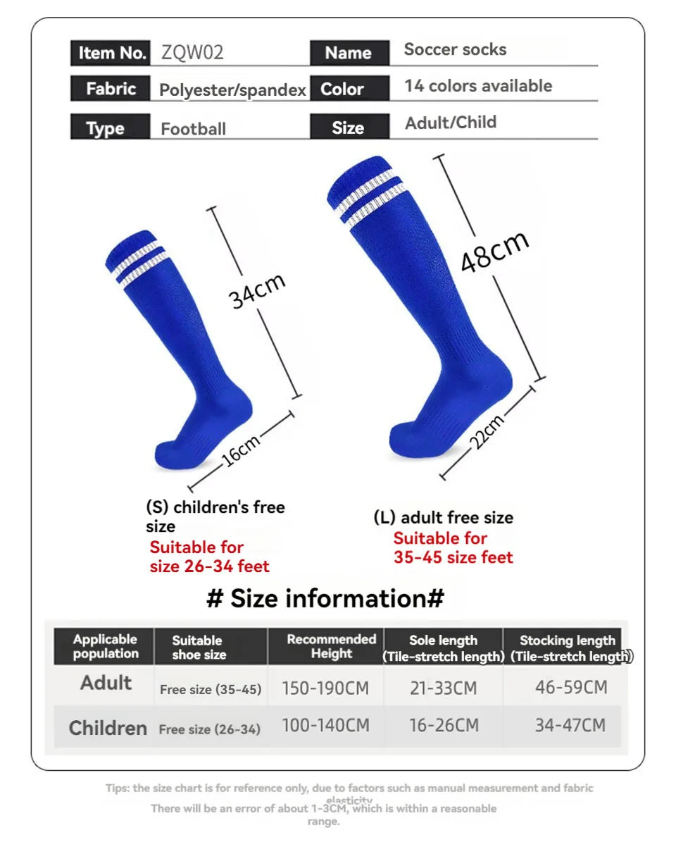 Loogdeel 26-45 Children Adult Football Sports Long Knee Socks Kids Soccer Baseball Adults Legging Stockings Children Sports Sock
