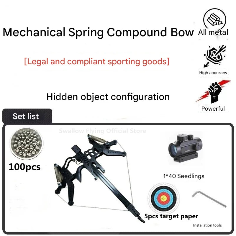 Telescopic Metal Composite Bow Steel Ball Slingshot for Hunting Kit Outdoor Strong Precision Shooting Rubber Band Laser