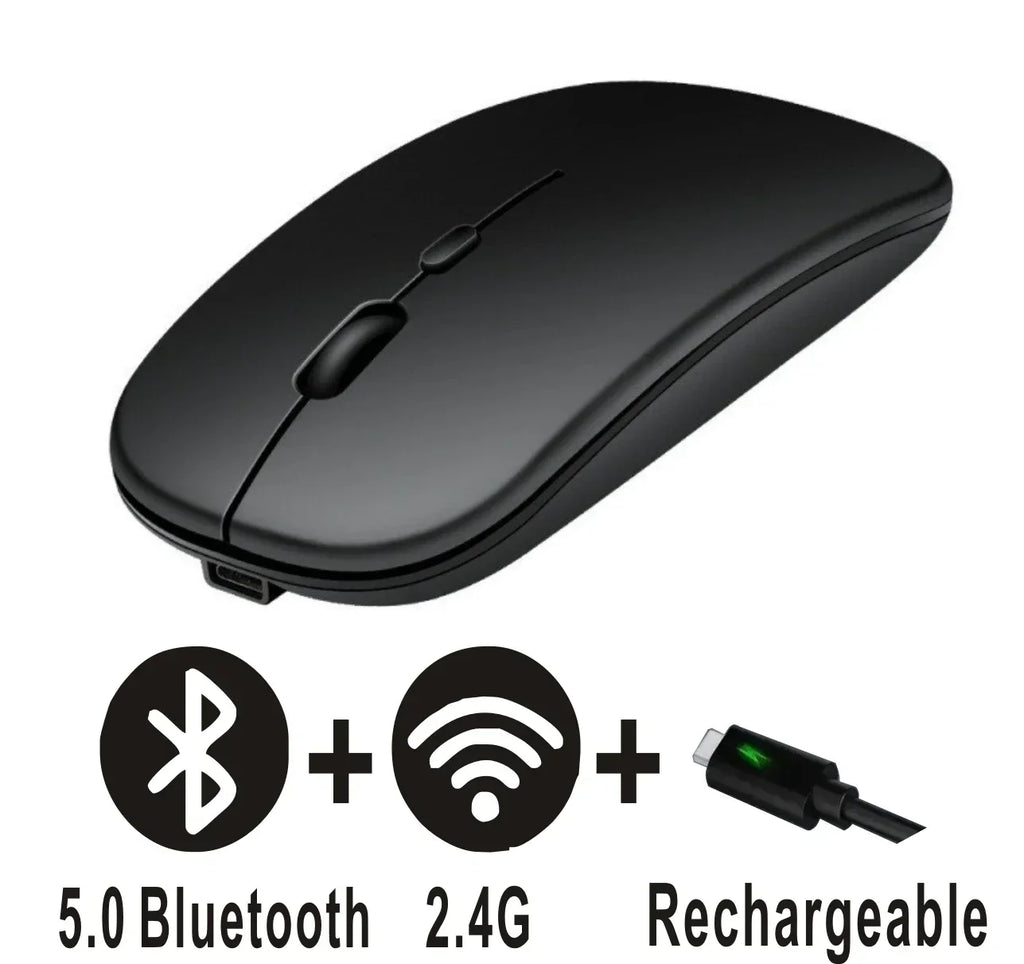 Computer Wireless USB Mouse Bluetooth   Rechargeable Dual Mode 5.0  with Office Gamer Desktop Mouse for PC Laptop