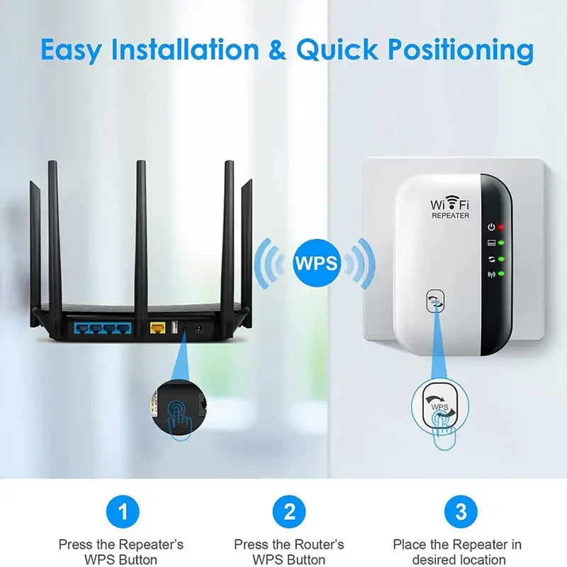 Wireless WiFi Range Extender 300M Signal Booster Repeater Network Amplifier Compatible with Most Routers EU US Plug
