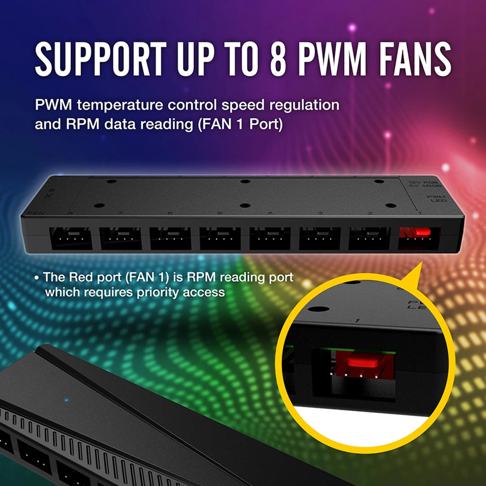 2 in 1 Hub LED Controllers 5V 3Pin ARGB 4Pin PWM SATA Power Multi Splitter 8 Way for PC Chassis Case Computer Accessories