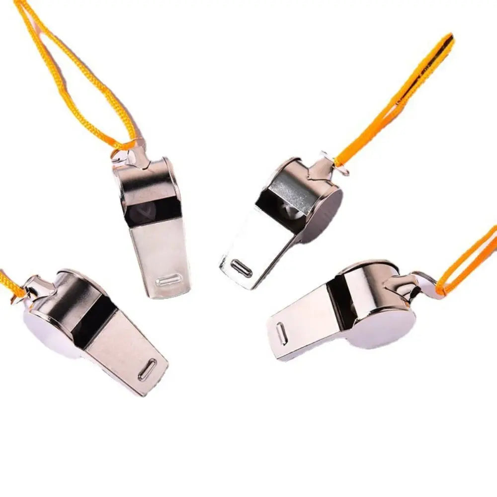 Team Sport Loud Metal Whistle With Rope Strong Stainless Steel Whistles Professional Portable Referee Whistles Training