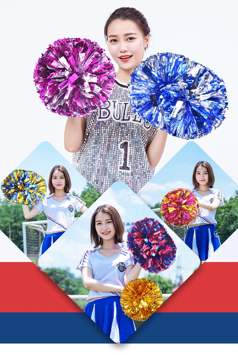 Colorful Cheerleading Pom Poms Girls Kids Finger Cheer Balls Gold Silver Purple Blue Red Green Dance Cheerleading Accessories