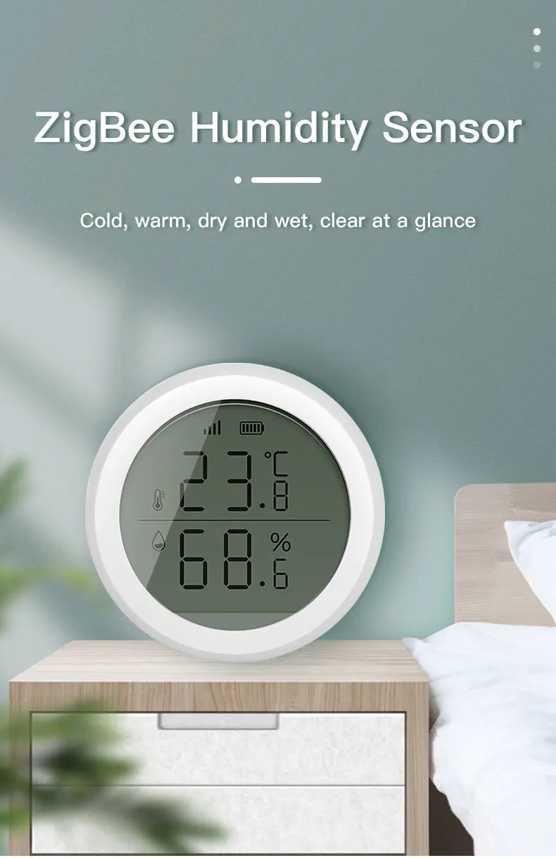 Tuya ZigBee Temperature and Humidity Sensor With LCD Smart life APP Google Alexa Voice Control Support Multi-mode Gateway Option