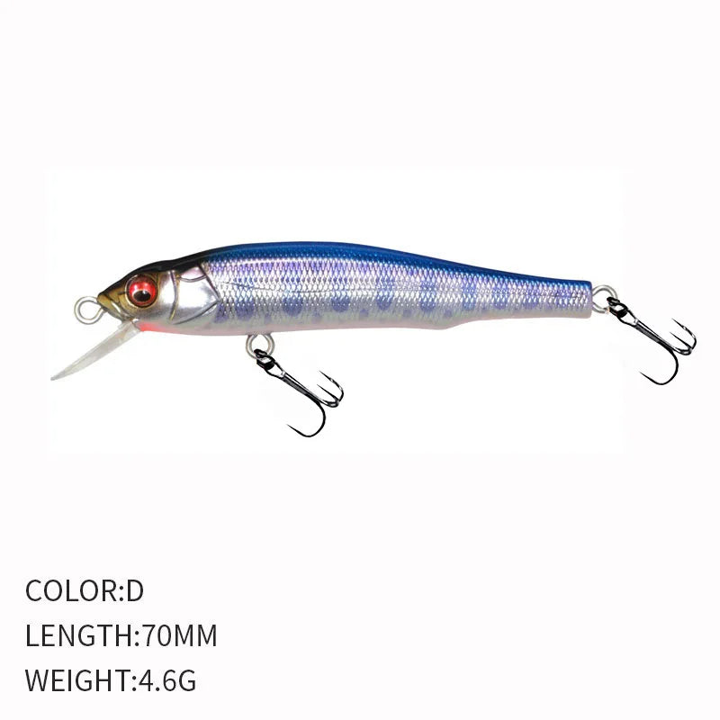 1PCS 70mm 5g Fishing Lure Minnow Hard Bait with 2 Fishing Hooks Crankbait Iscas Artificial Fishing Tackle Lure 3D Eyes