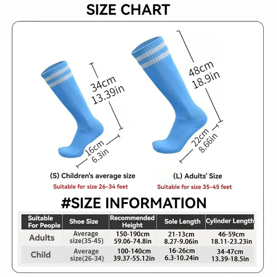 Loogdeel 26-45 Children Adult Football Sports Long Knee Socks Kids Soccer Baseball Adults Legging Stockings Children Sports Sock