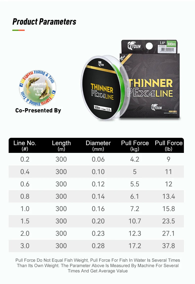 LEYDUN Micro THINNER Fishing Lines 100m 150m 300m 4 Strands Braided PE Japan Monofilament Fishing Line Set Carp Fly Fishing Wire