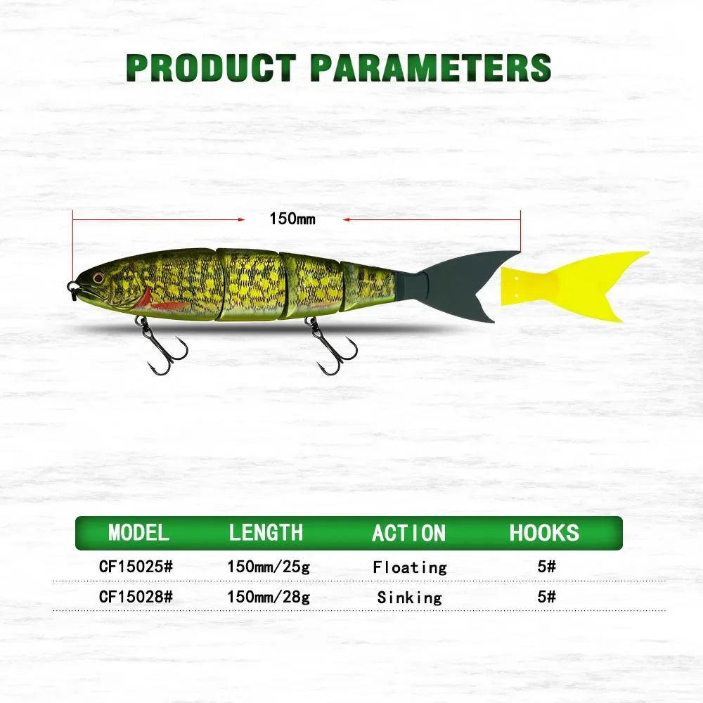 Balam Swimbait 150mm Fishing Lures Floating 25g Slow Sinking 28g Multi Jointed Hard Baits Section Peche for Big Bass Pike Muskie