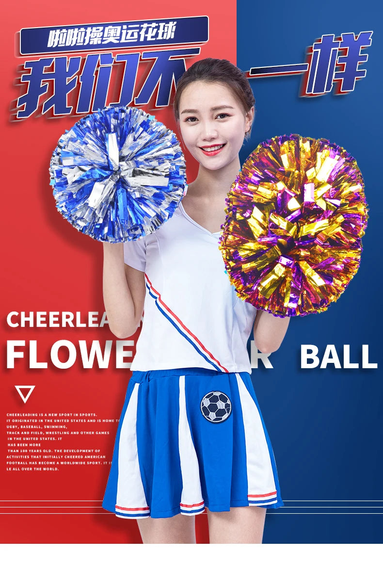 Colorful Cheerleading Pom Poms Girls Kids Finger Cheer Balls Gold Silver Purple Blue Red Green Dance Cheerleading Accessories