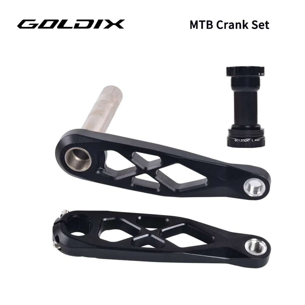 GOLDIX Mountain Bicycle BSA 24mm Crankset 165 170 175mm R-SPEC Trail Hollow Bike Crank Spindle DH AM XC for Shimano SRAM