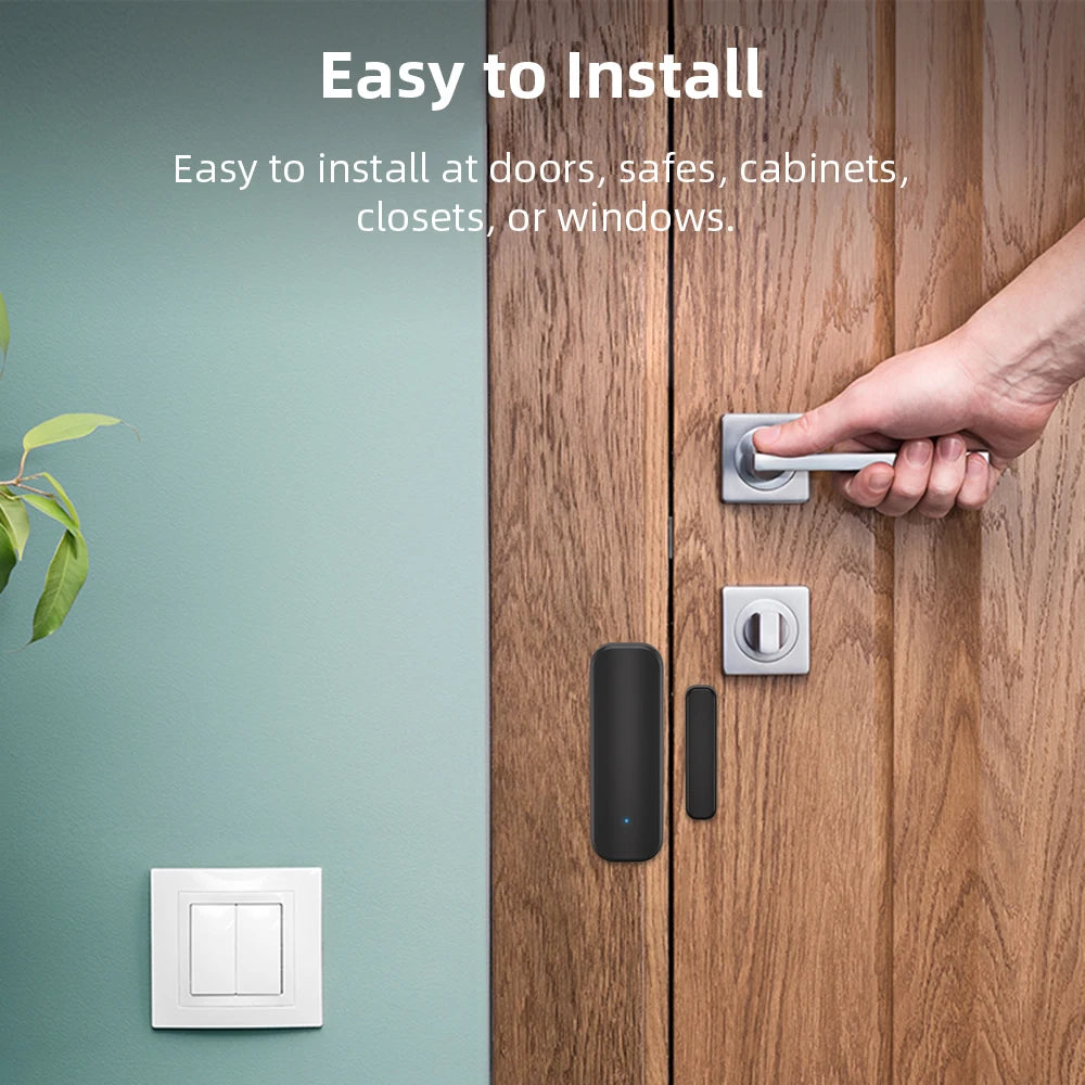 Tuya WiFi or ZigBee Door Window Sensor Smart Home Wireless Door Open Close Detector APP Remote Alarm Work with Alexa Google Home