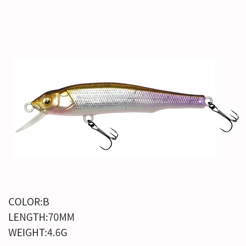 1PCS 70mm 5g Fishing Lure Minnow Hard Bait with 2 Fishing Hooks Crankbait Iscas Artificial Fishing Tackle Lure 3D Eyes